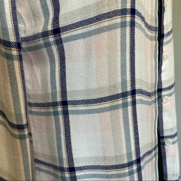 Cloth & Stone plaid soft pink button down Frayed hem xs - Picture 5 of 7